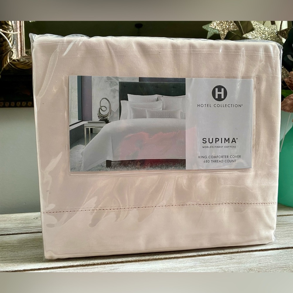 Hotel Collection Supima Cotton 680 Thread Count King Duvet Cover ✨ Pale Pink - Picture 9 of 17
